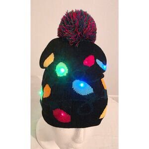 Festive Holiday Christmas LED Light Up Beanie Hat